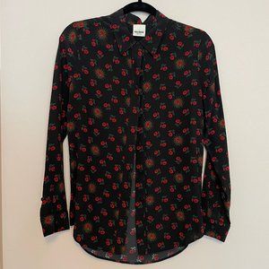 Baldwin Denim Nora Button Down Shirt, Red Calico Roses, XS